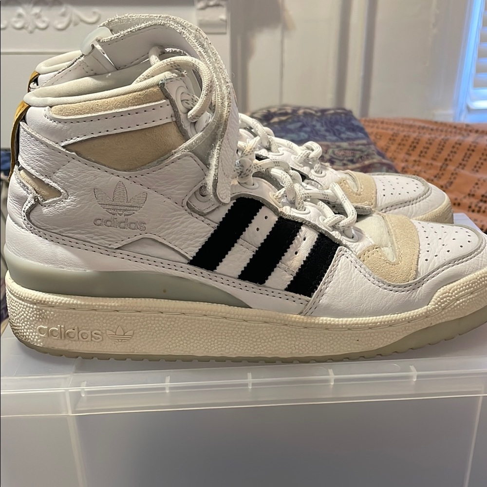 Ivy Park Adidas White and Black Mid-Top Sneakers
